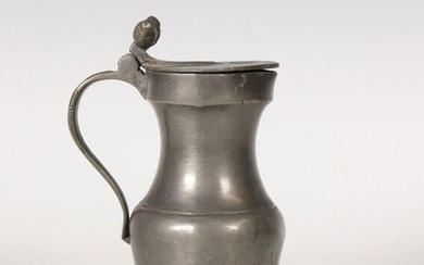 Small size pewter valve jug, 18th century, with...