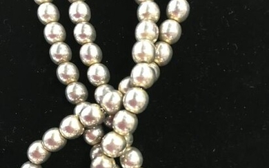 Sterling Silver Beaded Necklace, Mexico 4.95 ozt
