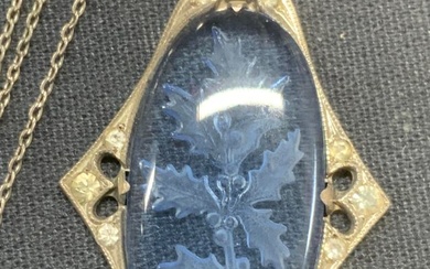 Sterling Silver Glass Intaglio Pendant Necklace