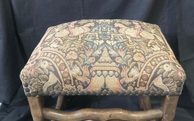 Stool - Very rare Louis XIV sheep bone stool - Wood, small dots tapestry