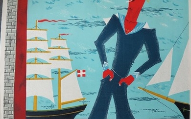 Svend Johansen: Tuborg advertising poster. Signed in the print. Lithograph in colours. 85×62 cm. Unframed.