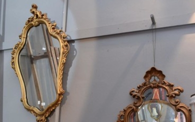 TWO DECORATIVE WALL MIRRORS