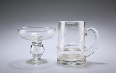 TWO PIECES OF ROYAL COMMEMORATIVE GLASS BY THOMAS