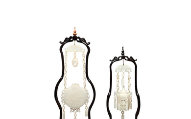 TWO WHITE JADE HANGING ORNAMENTS