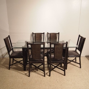 Table + 6 chaises design vers 1980 : Table avec pl…