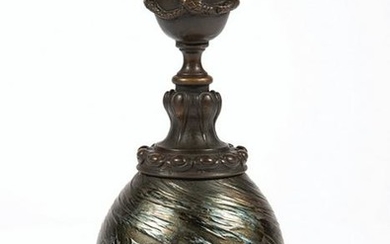 Tiffany Studios Bronze, Glass Candleholder