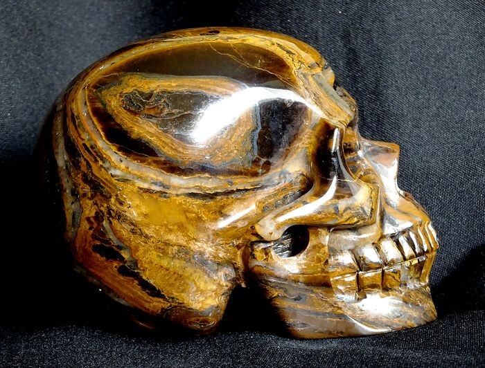 Tiger Eye Skull with Gold and Silver Layers - 117×86×73 mm - 1150 g