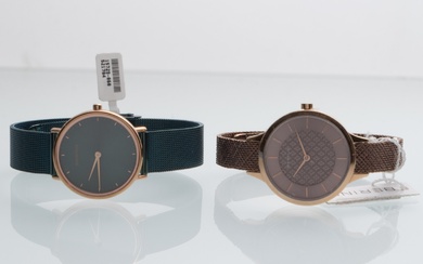 Two Bering women's watches in rose gold-plated steel (2)