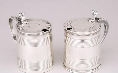 Two Georgian Silver Drum Mustard Pots, Stephen Adams