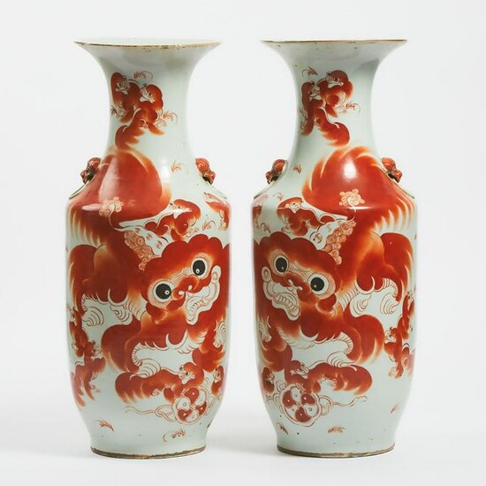 Two Large Iron Red 'Lions' Vases, Republican Period