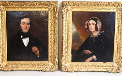 Two Large Portraits of a Man and a Woman
