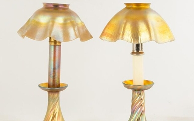 Two Tiffany Studios, New York, Favrile Candle Lamps