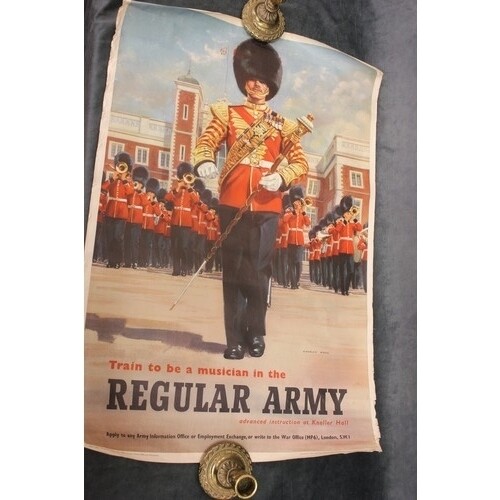 Two army recruitment posters, 49cm x 75cm, and a Whitbread B...