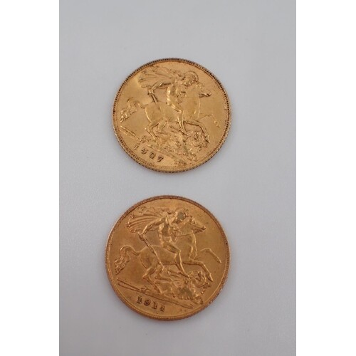Two gold half sovereigns dated 1907 & 1911