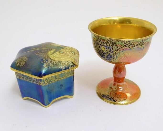 Two items of Carlton Ware lustre comprising a pedestal