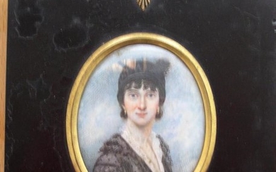 Unsigned Georgian miniature of a lady, inscribed verso, framed,...
