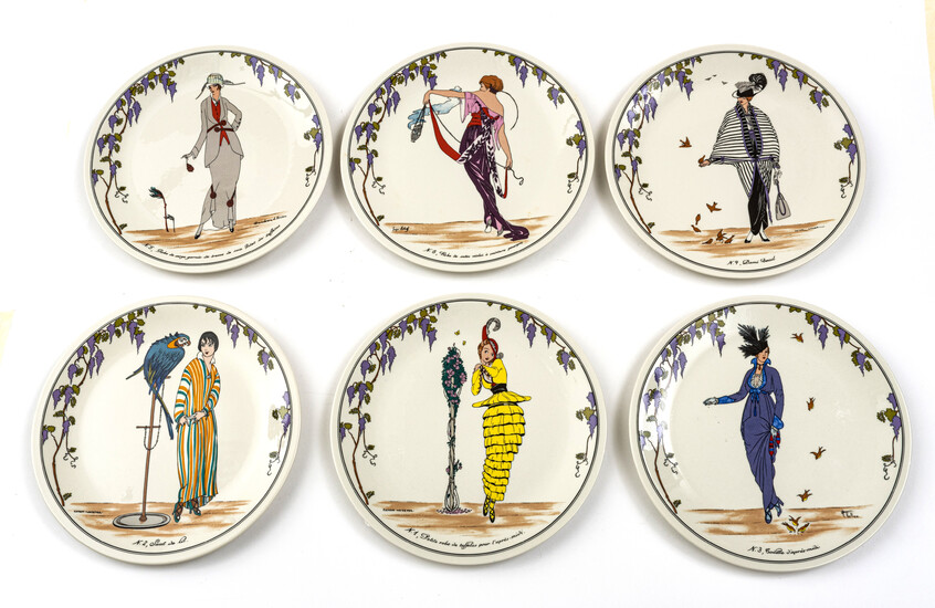 VILLEROY & BOCH SET OF 12 PLATES AND TRAY DIA 8" 13" FRENCH FASHIONS