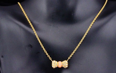 Van Cleef & Arpels 0.40ctw Diamond, Coral and 18K Necklace