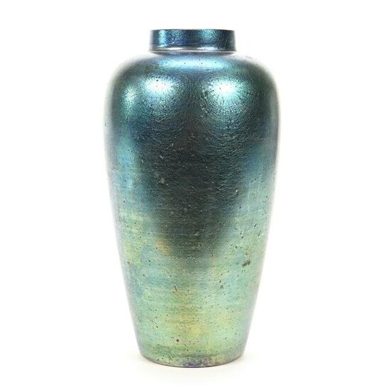 Vase, Iridescent Blue Art Glass