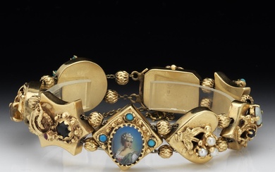 Victorian Gold and gem Stones Slider Bracelet