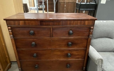 Victorian mahogany 2 over 3 chest of drawers 113H 126W 56D