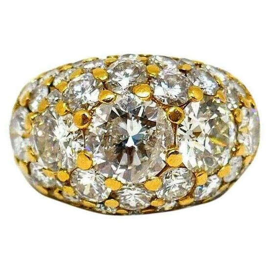 Vintage 14k Yellow Gold Diamond Cocktail Dome Ring