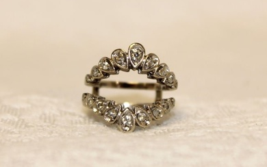 Vintage 14k white gold & diamond enhancer ring