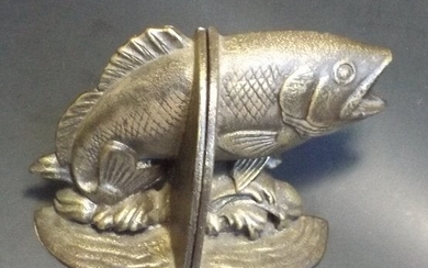 Vintage Cast Brass Fish Bookends set of two