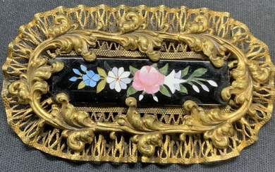 Vintage Gold Tone Filigree Flower Brooch