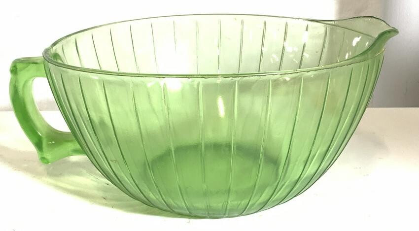 Vintage Green Depression Glass Mixing Bowl