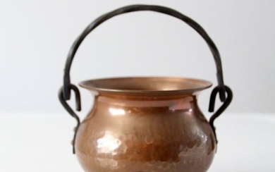 Vintage Hammered Copper Cauldron