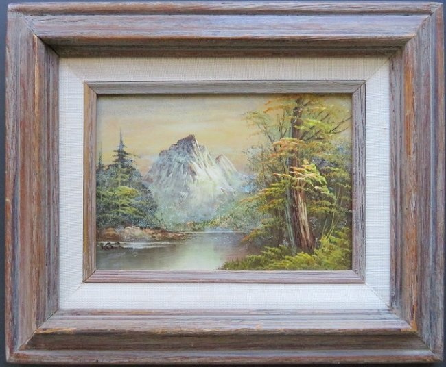 Vintage Landscape Oil Painting, 1980s Signed in Wood Framed
