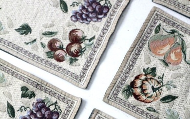 Vintage Lilian Vernon Tapestry Fruit Placemats Set Of 8
