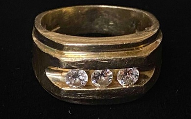 Vintage Men's 14K Gold Diamond Engagement Band / Pinky Ring