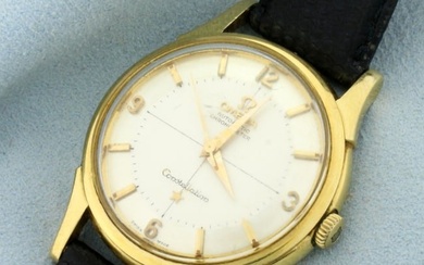 Vintage Mens Omega Constellation Automatic Chronometer Wrist Watch in 18k Yellow Gold Case