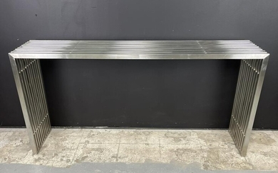 Vintage Post Modern Stainless Steel Console Table