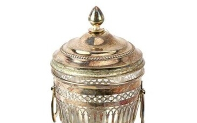 Vintage Silver Plate and Glass Covered Jar