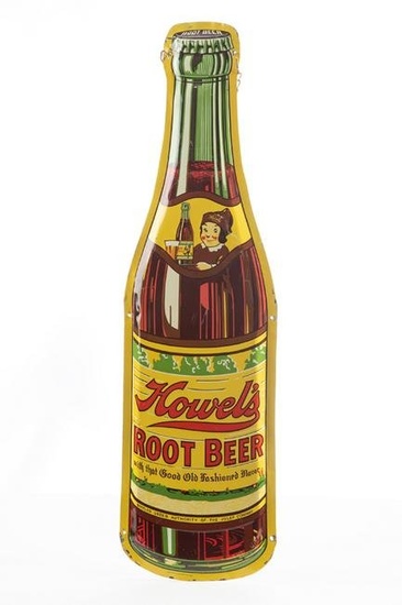 Vintage Tin Sign for "Howel's Root Beer", marked at bottom "Robertson's-Dualife-Springfield, Ohio."