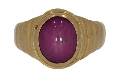Vintage heren - 18 kt. Gold - Ring Ruby colored gemstone
