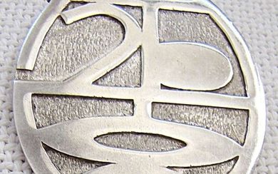 Vintage silver sterling 925 jubilee 25 brooch pendant, signed SH, maker’s mark, 25 gr.