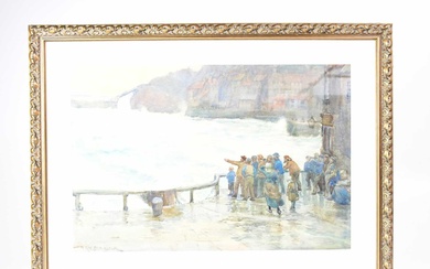 WILLIAM KAY BLACKLOCK (active 1897-1921); watercolour, figures standing in a...