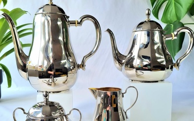 WMF / Geislingen - Coffee and tea service (4) - Art Deco - Brass, Silver-plated