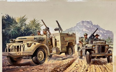 WWII painting, Matchbox model kit original artwork, Long Ran...
