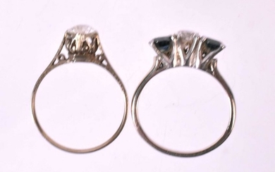 White Gold Diamond & Sapphire Three Stone Ring