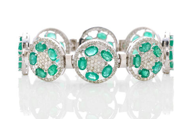 White Gold, Emerald and Diamond Bracelet