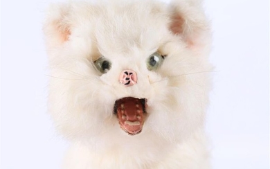 White cat "walking and meowing" automaton made of...