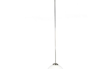 White glass ball lamp with long aluminum rod, approx.