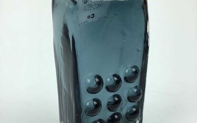 Whitefriars indigo mobile phone vase designed by Geoffrey Baxter, 16.5cm high