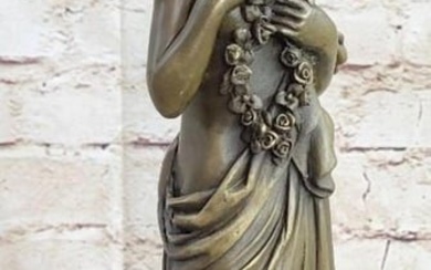 Young Lady Draped In Flowers Bronze Sculpture