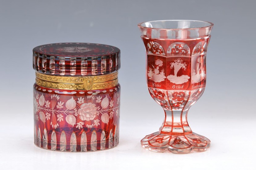 lid box and goblet, Bohemia, 19. and...